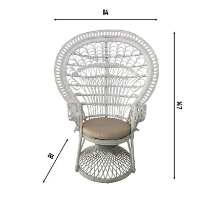 GRAND PEACOCK Rattan Chair | White