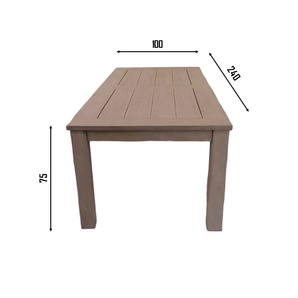 DENVER + SKANÖR Outdoor Dining Set | Teak Wood Dining Table with 6 Armchairs