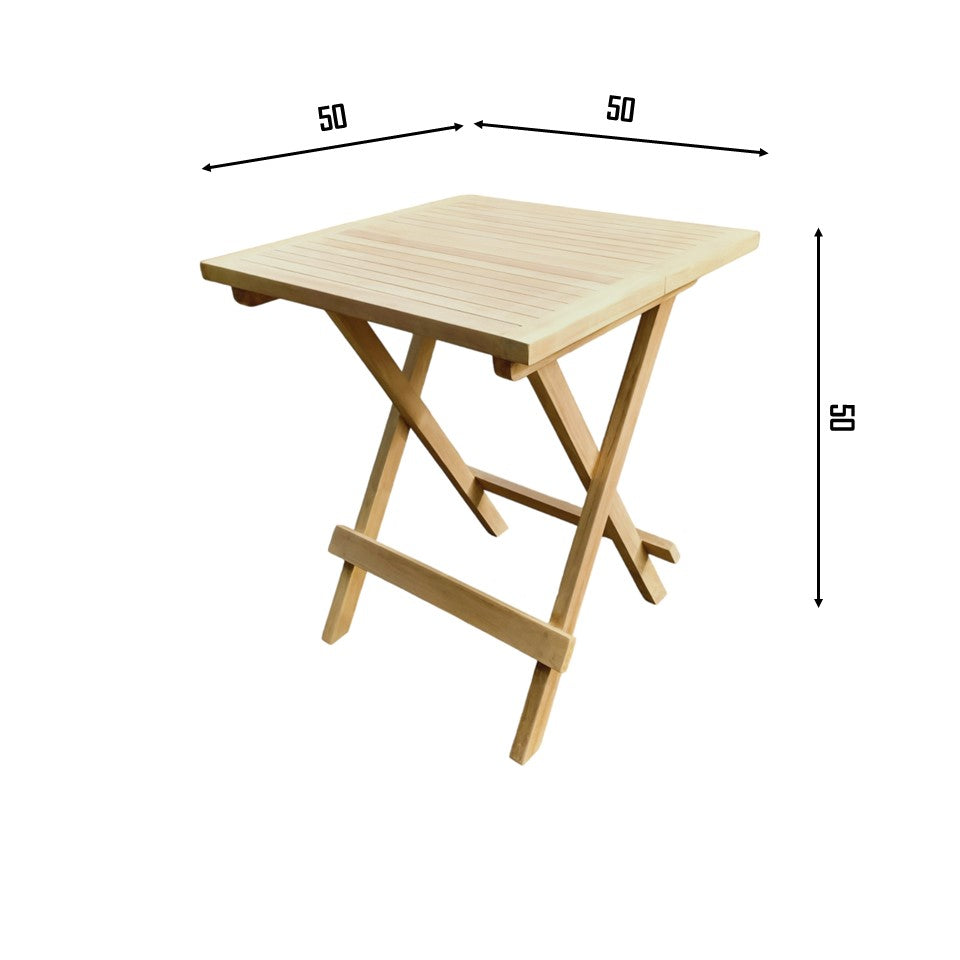 MICHELLE + PICNIC TABLE Outdoor Set (Teak Wood) | 2 Chairs with 1 Side Table (Square)