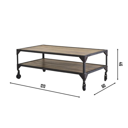 BOMBAY Rectangular Coffee Table | Wrought Iron and Reclaimed Wood