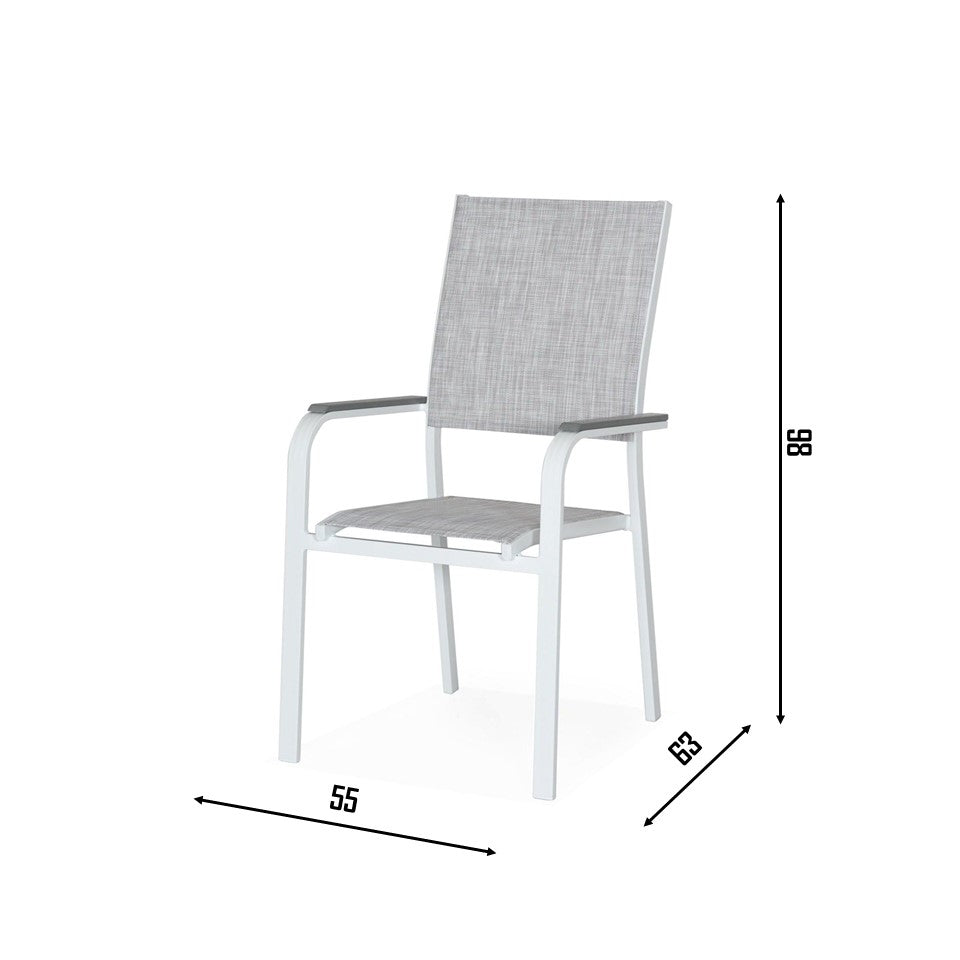 BOLOGNA+PISA Outdoor Dining Set | Extendable Dining Table with 6 Armchairs (Grey)