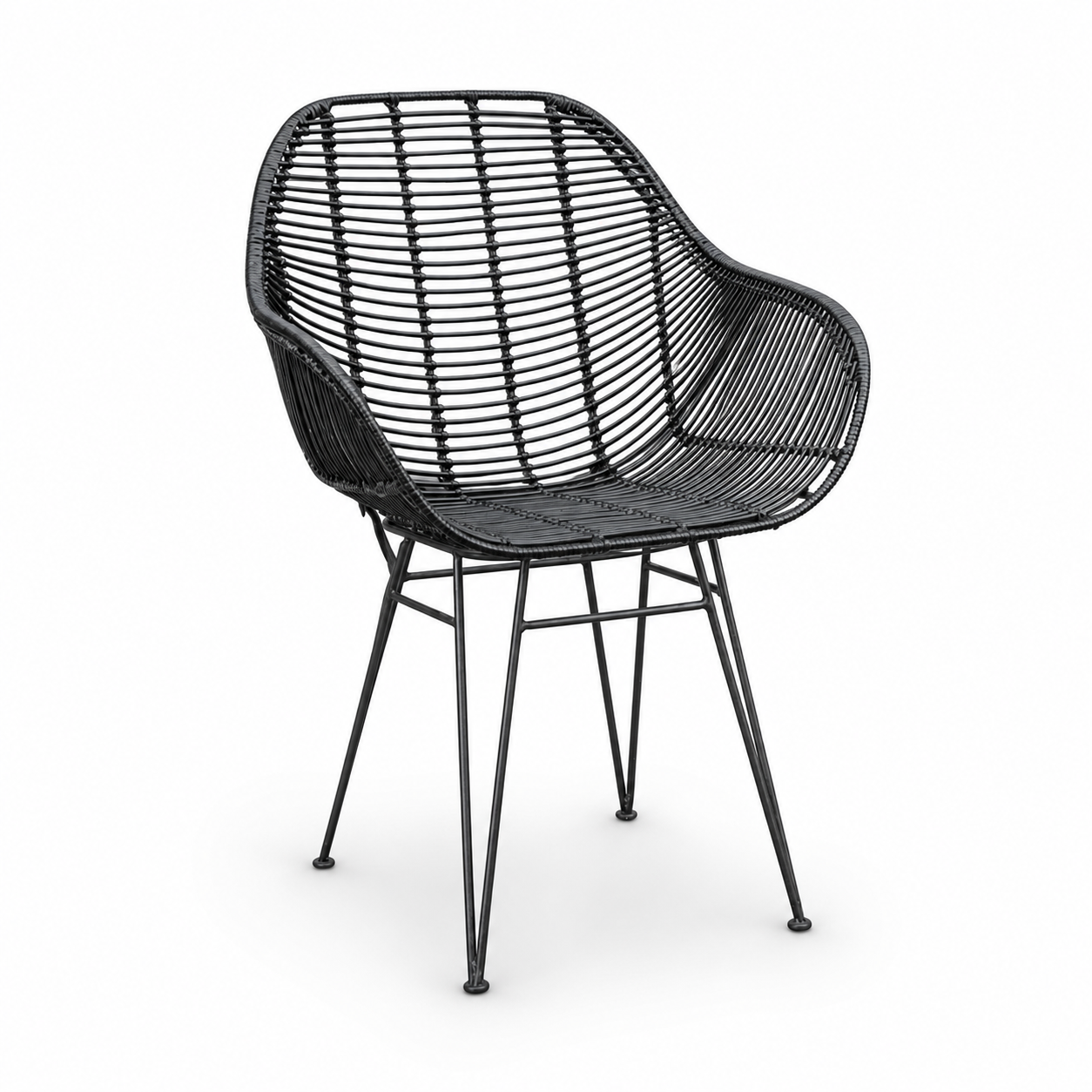 Viggo Rattan Dining Chair with Metal Legs