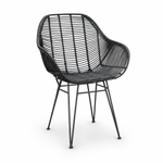 Viggo Rattan Dining Chair with Metal Legs