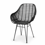 Viggo Rattan Dining Chair with Metal Legs
