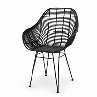 Viggo Rattan Dining Chair with Metal Legs