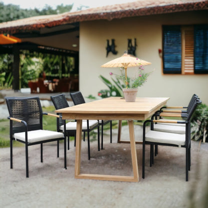 TRETES + SKANÖR Outdoor Dining Set | Teak Wood Dining Table with 6 Armchairs