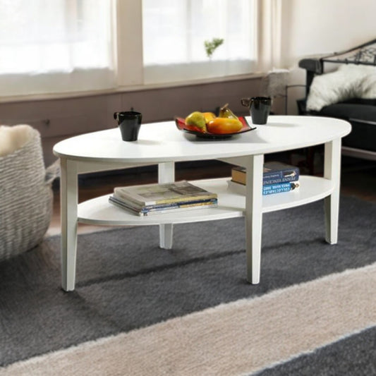 QUEEN Oval Coffee Table with Shelf