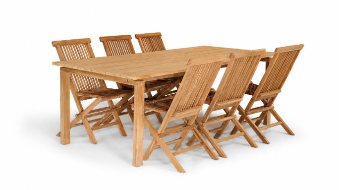 Arholma Teak Table + Java Folding Chair