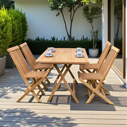 JAVA Outdoor Dining Set 140x80 | Dining Table with 4 Chairs (Teak Wood)