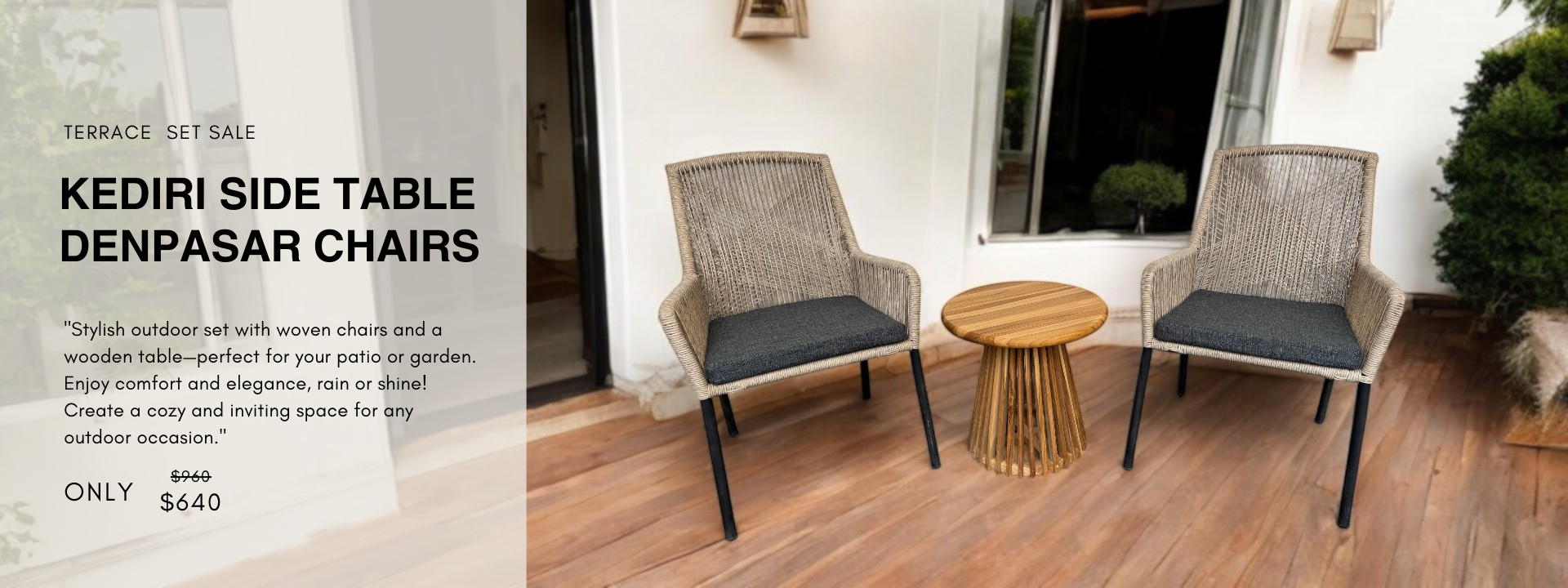 Kediri wooden side table for outdoor patios – minimalist and durable design, perfect for Singapore homes and garden spaces.