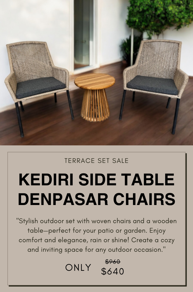 Kediri wooden side table for outdoor patios – minimalist and durable design, perfect for Singapore homes and garden spaces.
