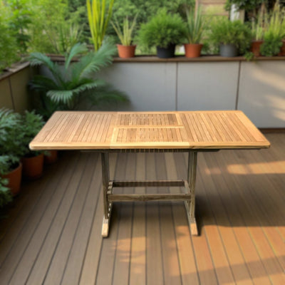 Mini Landsort teak outdoor table for small patios and garden dining