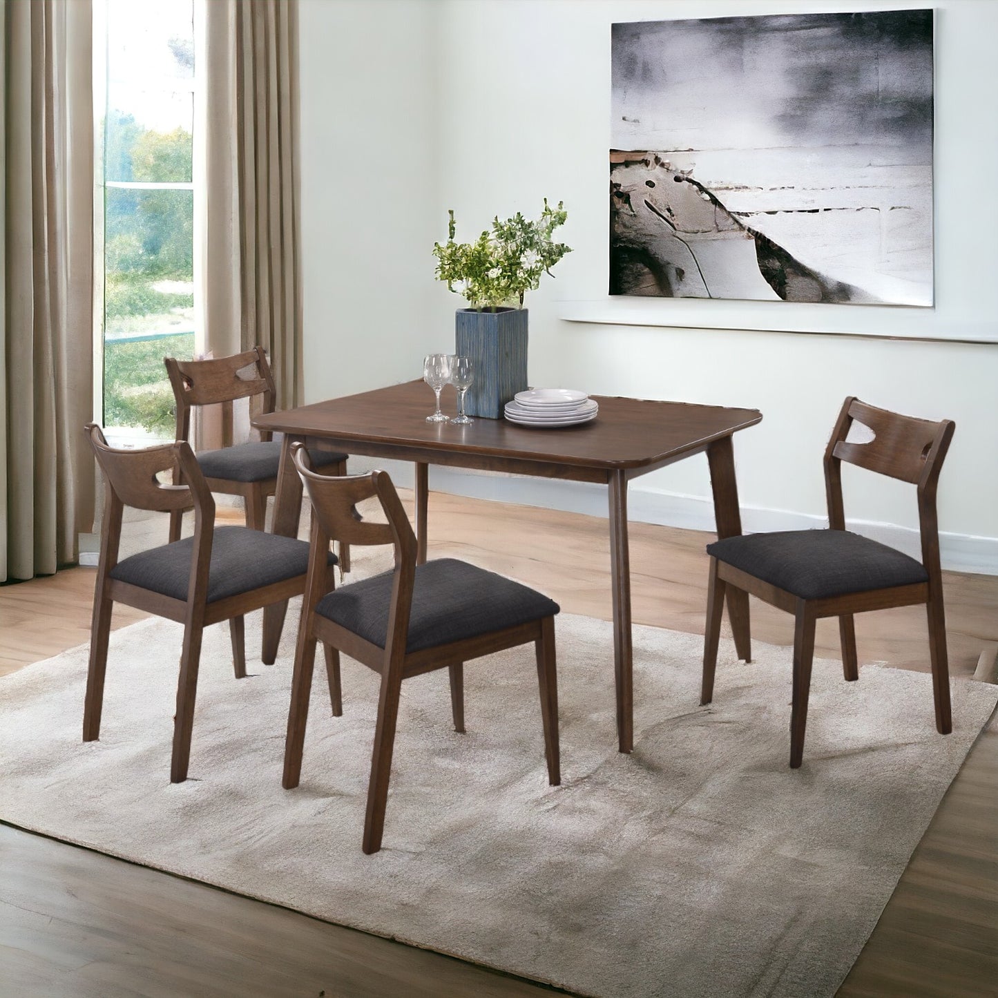 NATASHA Dining Set 135cm Table + 4 Chairs