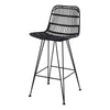 rattan bar chair black with metal legs