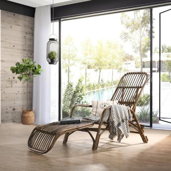 HONOLULU Rattan Chaise Lounge | Walnut; Cushion Included