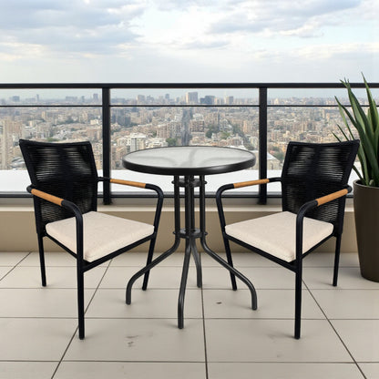 SKANÖR + CAPRI Balcony Set | 2 Armchairs with 1 Glass Table
