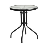 CAPRI + JAVA Cafe Set | 1 Glass Table with 2 Teak Wood Armchairs