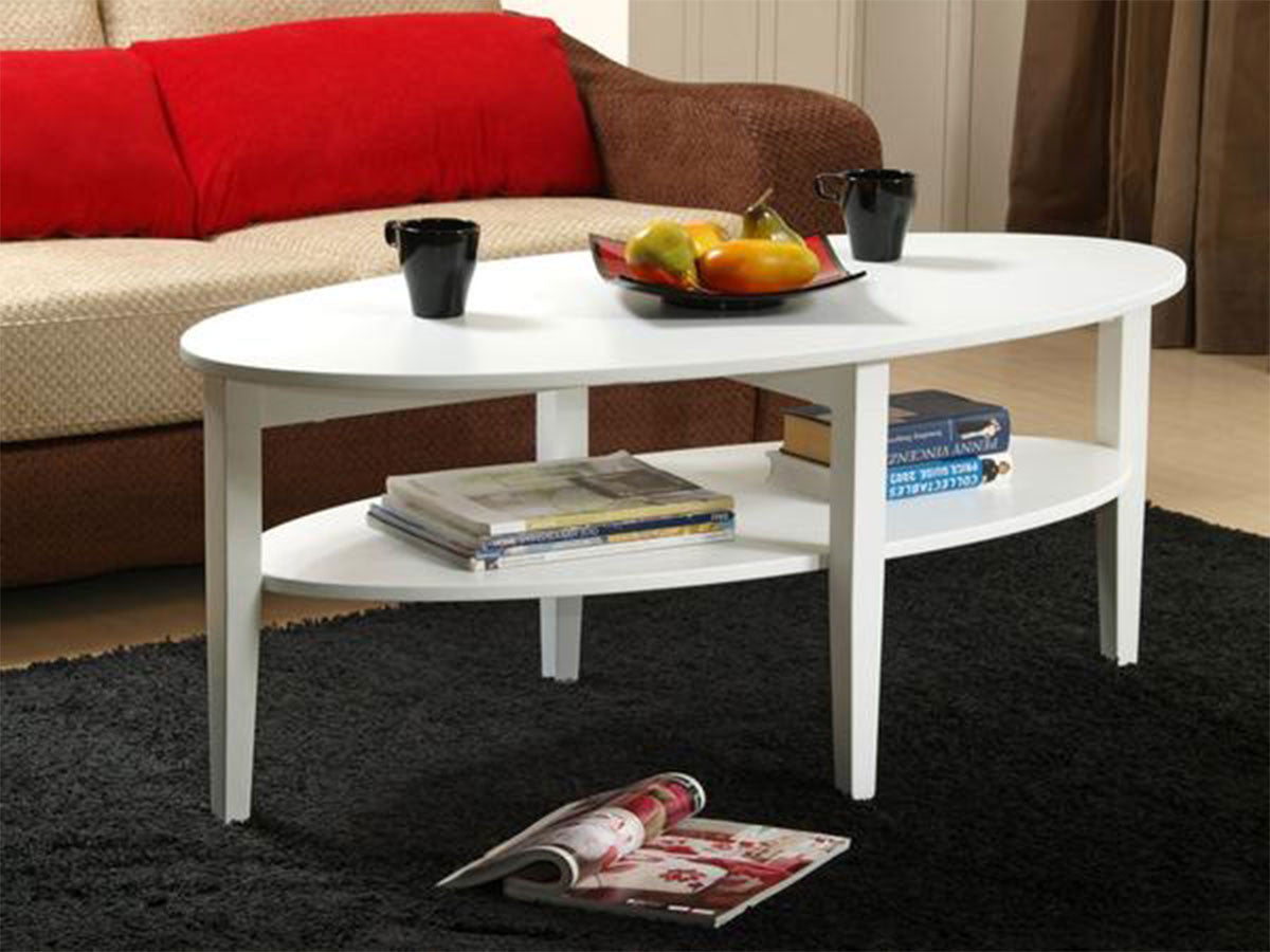 Queen White Oval Coffee Table With