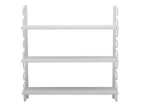 white metal string inspired wall shelves