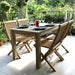 rectangular teak wood outdoor dining table 150x80cm with 4 folding chair
