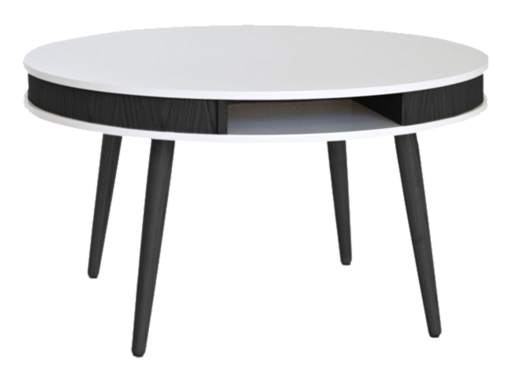 Hugo Round Contemporary Scandinavian inspired Coffee Table, black/white