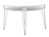 white round swedish designer coffee table with powder coated white steel legs