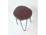 JAVA stool or side table with teak slab and wrought iron.