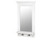 mirror with wooden frame, shelf and hooks, white
