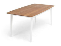 oak top dining table with white legs