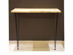 pin legged console table with wooden top