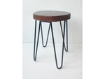JAVA stool or side table with teak slab and wrought iron.