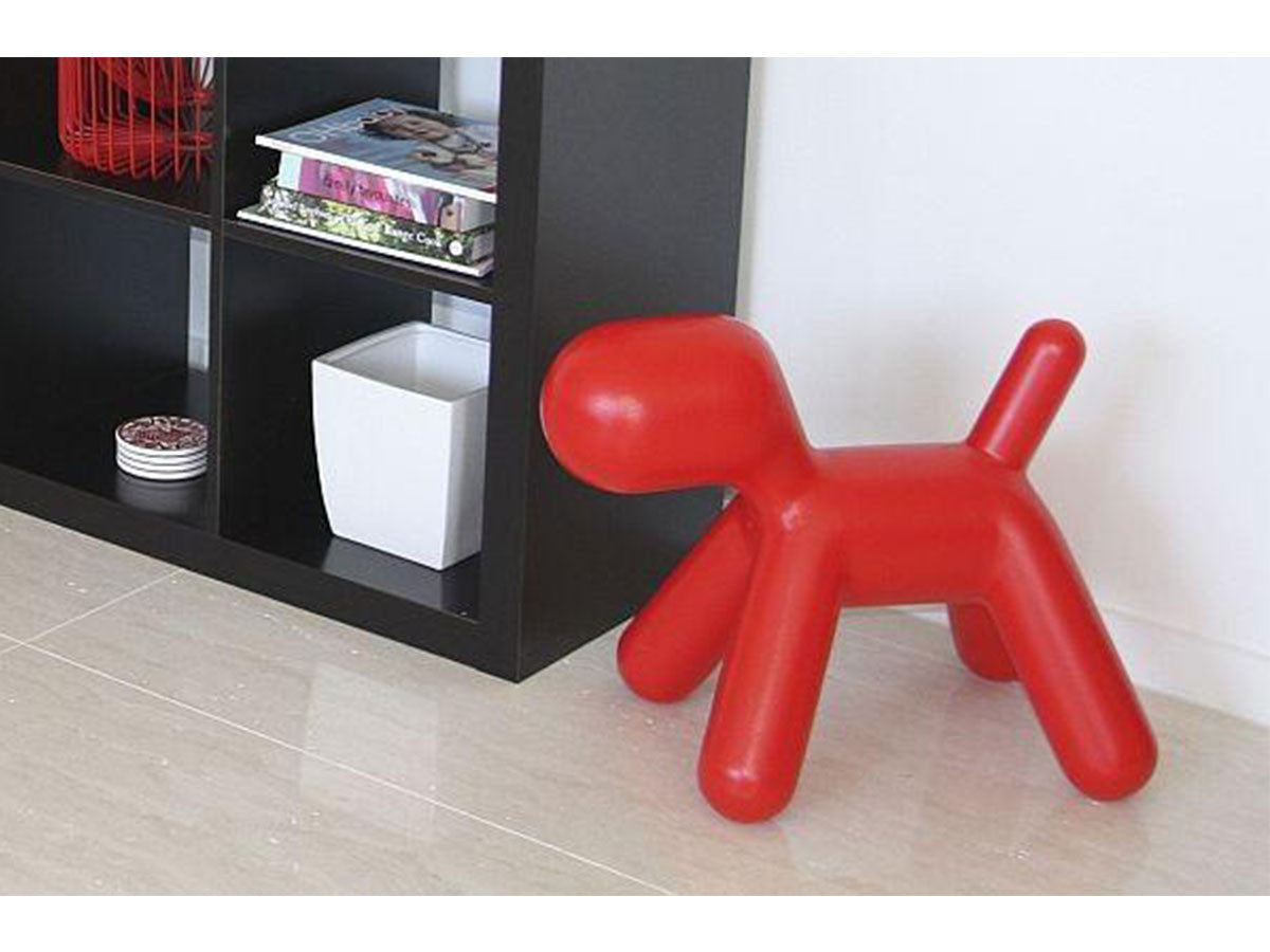 Plastic puppy sculpture chair, Red