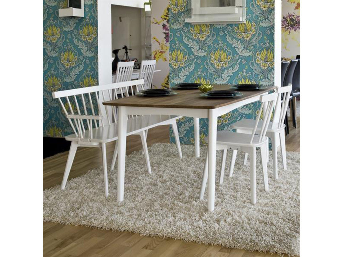 oak top dining table with white legs