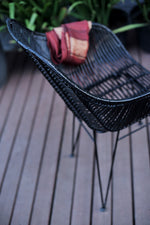 Viggo Rattan Dining Chair with Metal Legs | Black