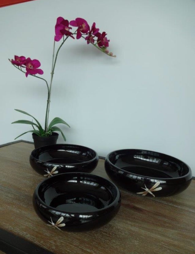 Lacquerware fruit bowl dragonfly