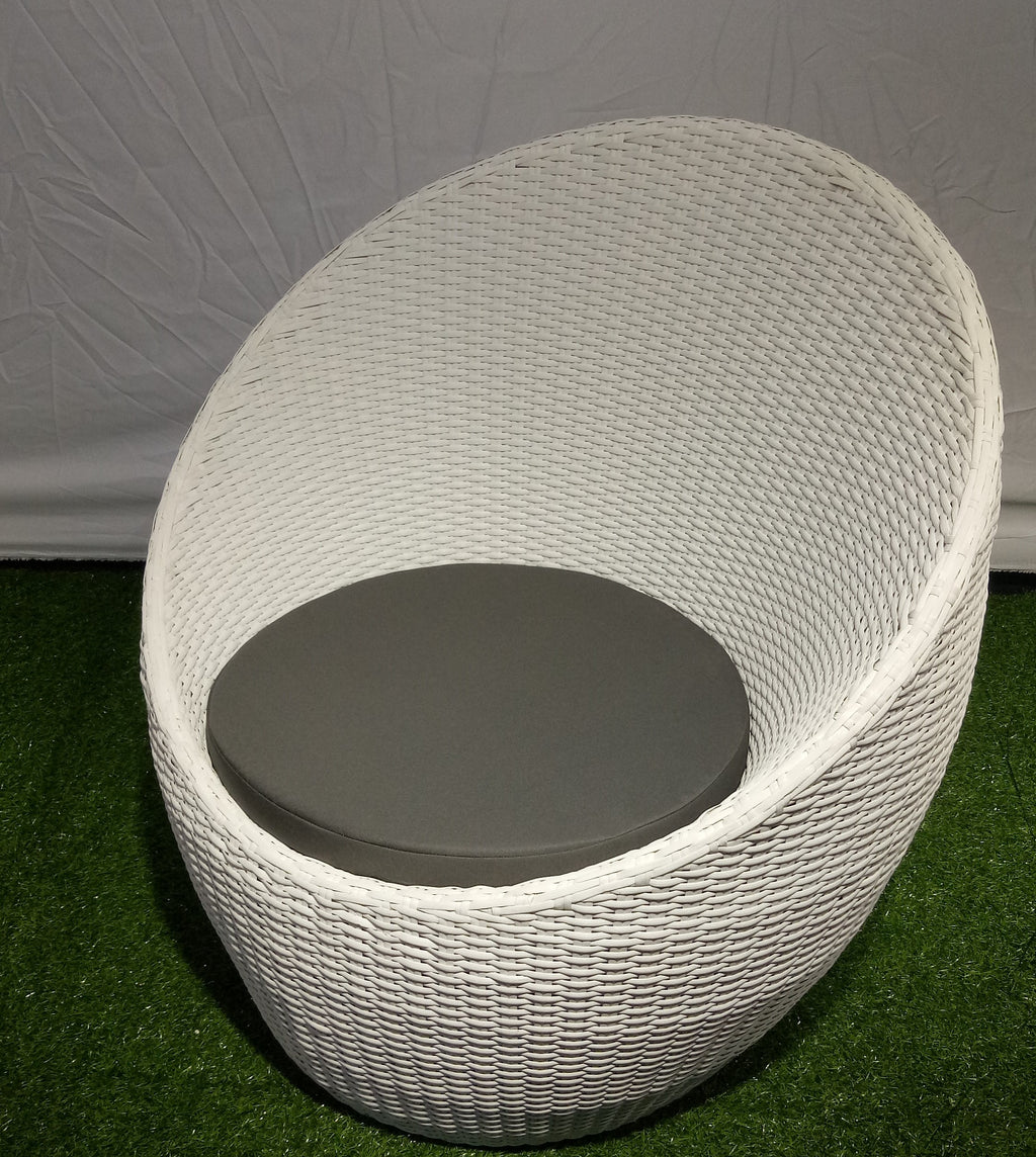 round white outdoor chair wicker