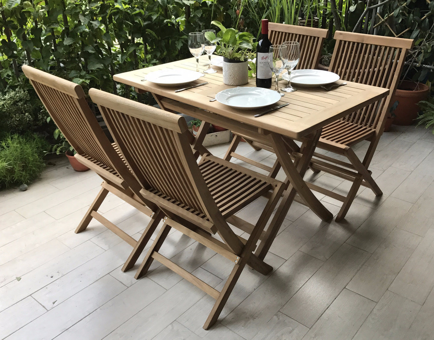 Java outdoor folding teak table , rectangular