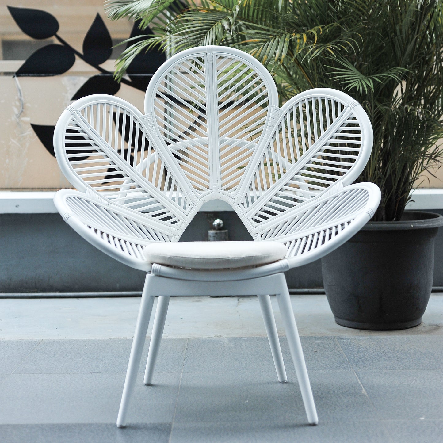 LOVE Rattan Chair w/ cushion, white