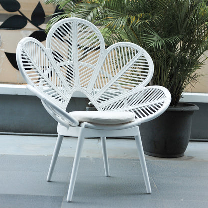 rattan petal chair white