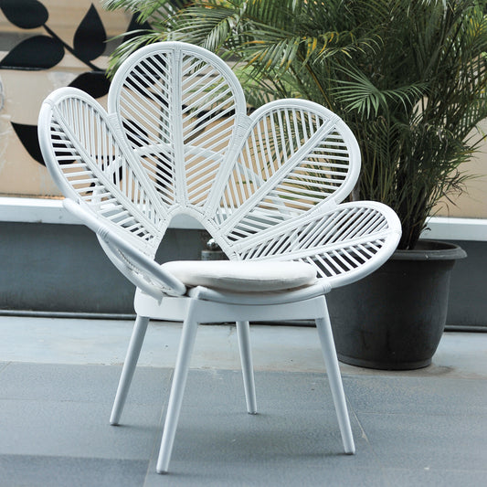 rattan petal chair white