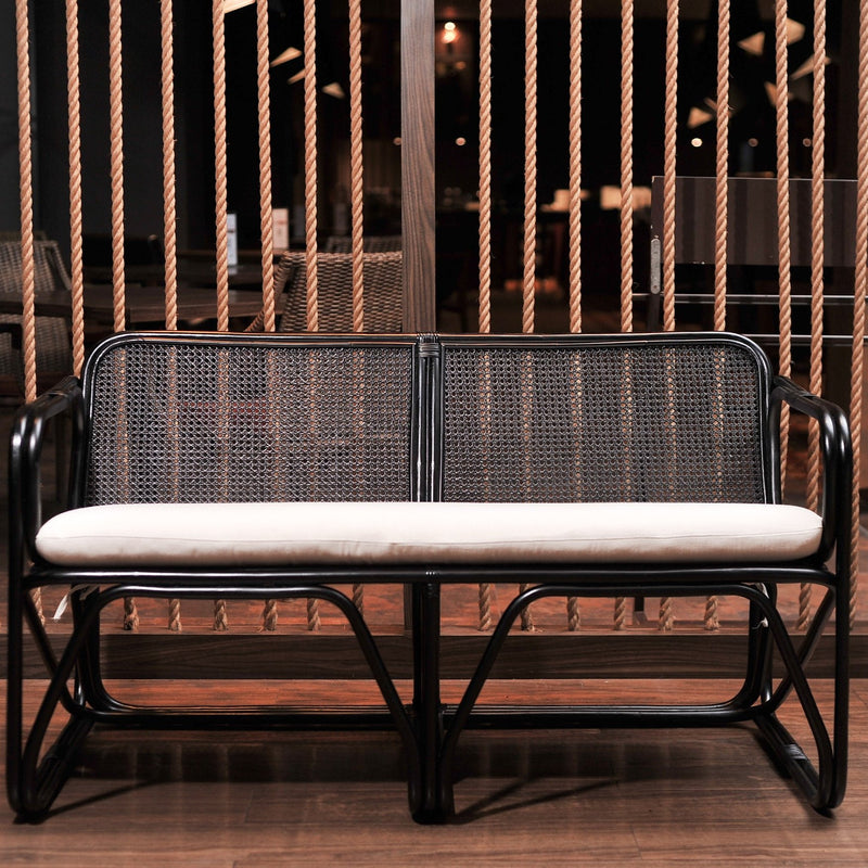 rattan love seat retro black