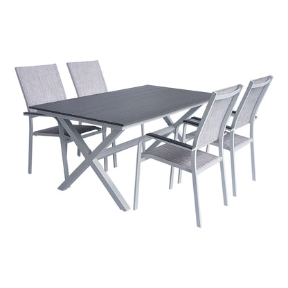 MILANO + PISA Outdoor Dining Set | Dining Table with 4 Armchairs (White)