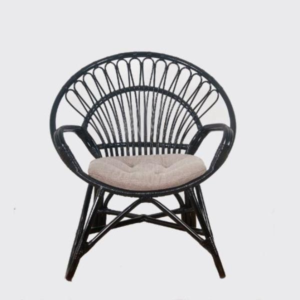 ROUND Rattan Lounge Chair | Black
