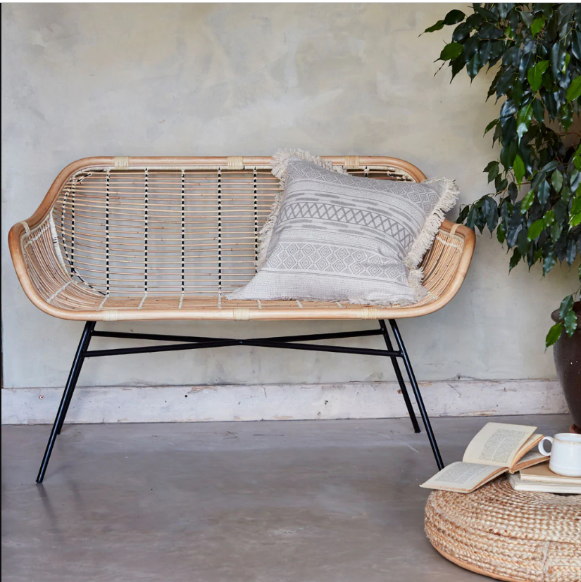 2 seater rattan couch