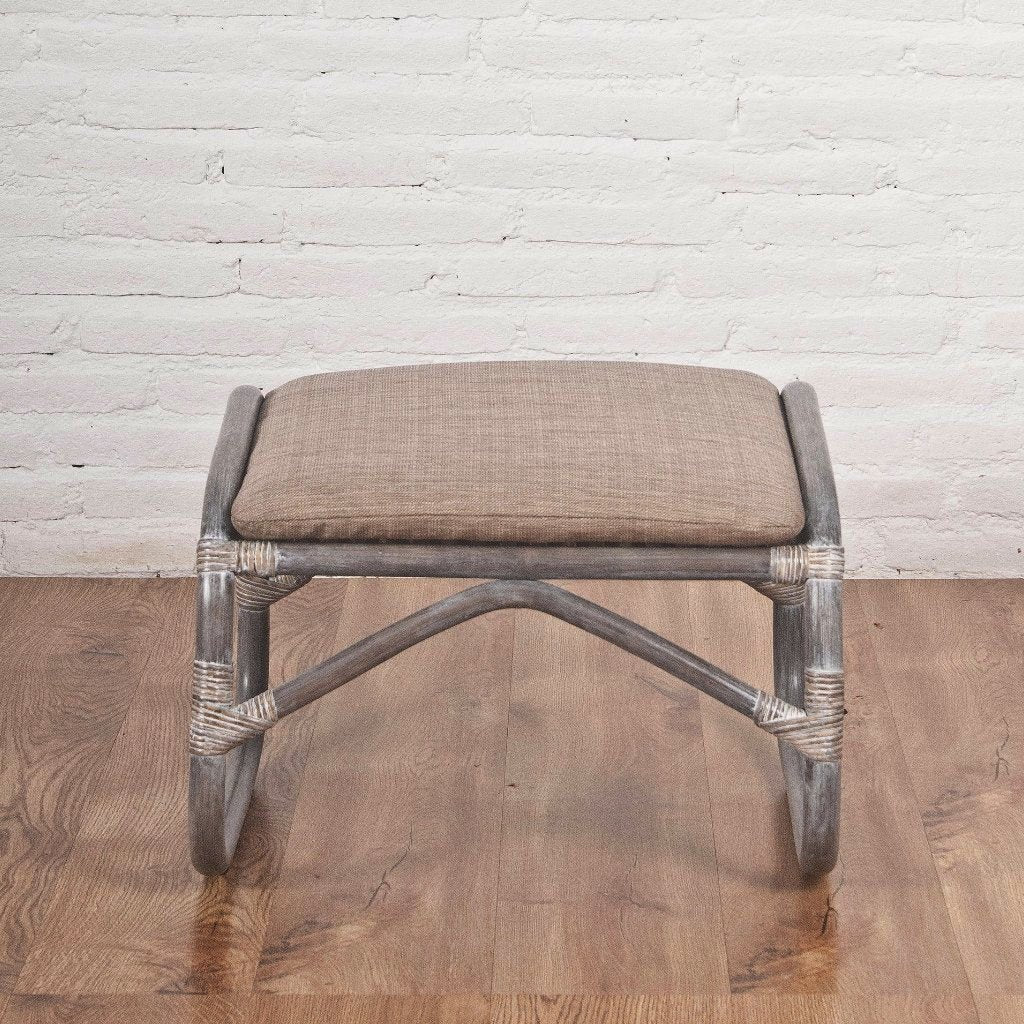 SERENA Rattan Foot Stool | Grey Wash