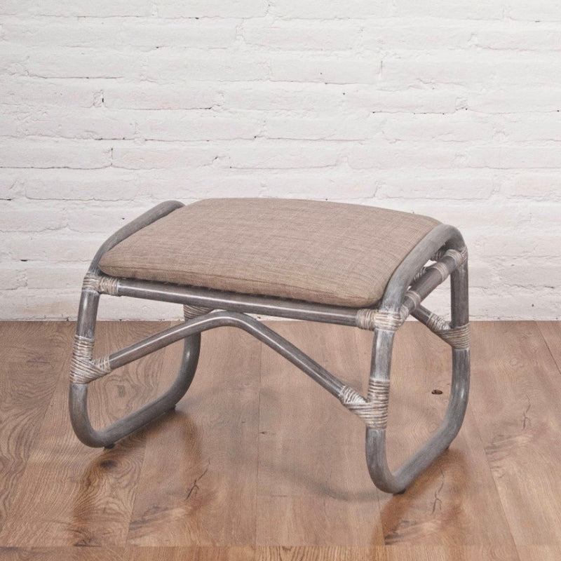 Serena Rattan Foot Stool | Grey Wash