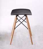 Saddle Stool with Wooden Legs | Black