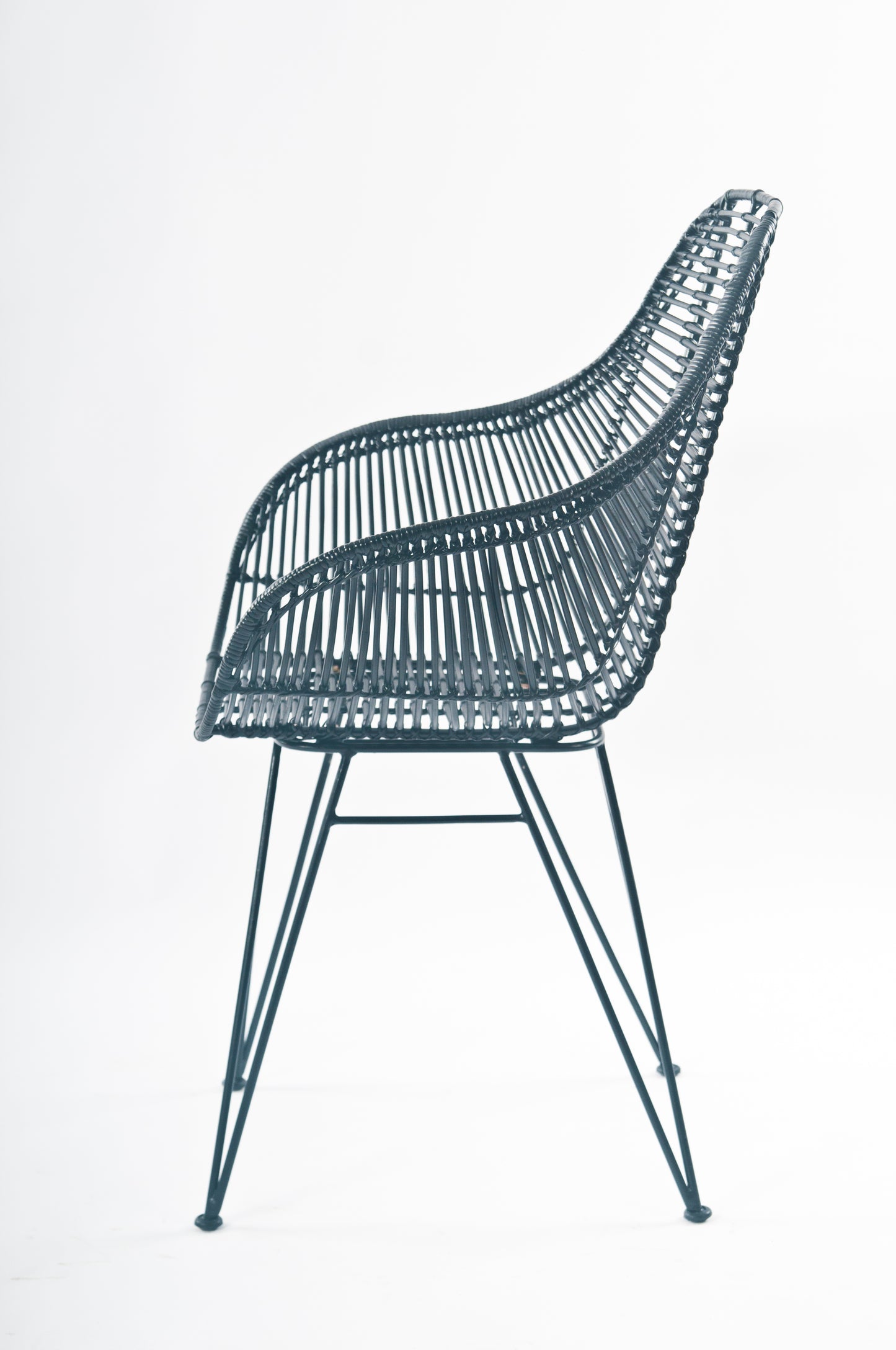 VIGGO Rattan Dining Chair with Metal Legs | Black