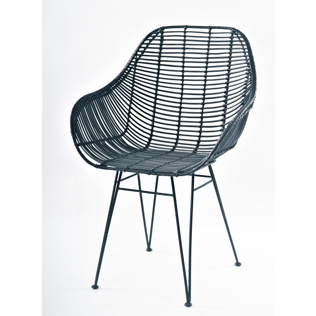 black rattan dining chair