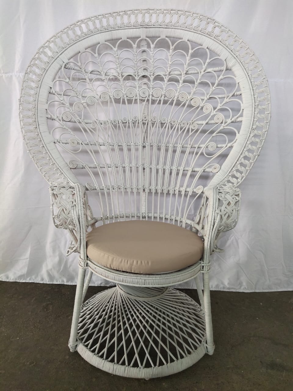 white peacock rattan chair